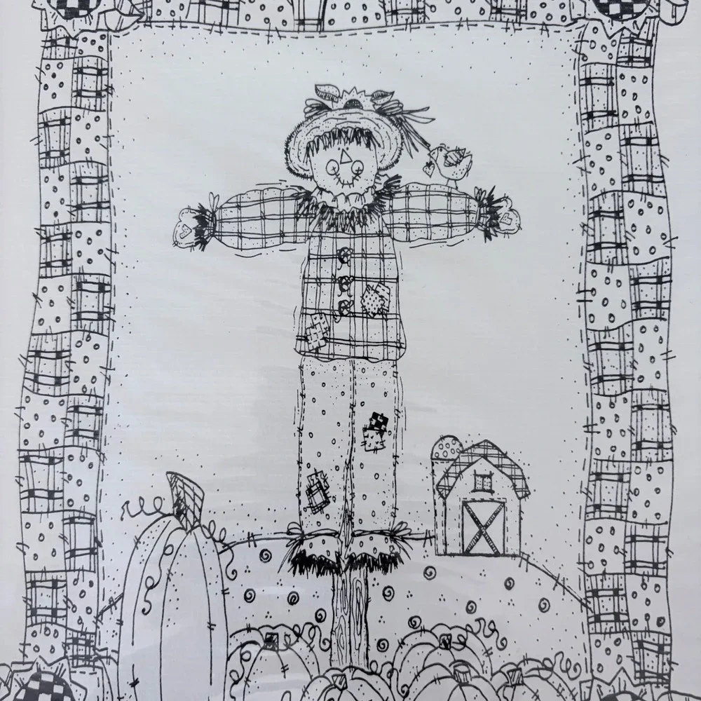 Vintage 1991 Watercolor Memories Scarecrow Theme Sketch Darcy F Christensen NEW
